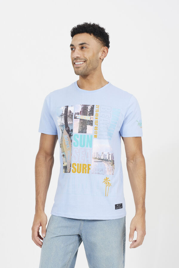 Brave Soul T-shirt estampada com manga curta azul