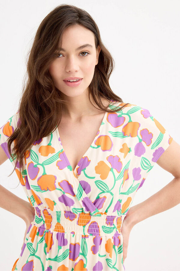 Inside Vestido Midi Cintura El&aacute;stica castanho