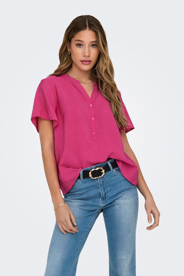 JDY Blusa de manga curta rosa