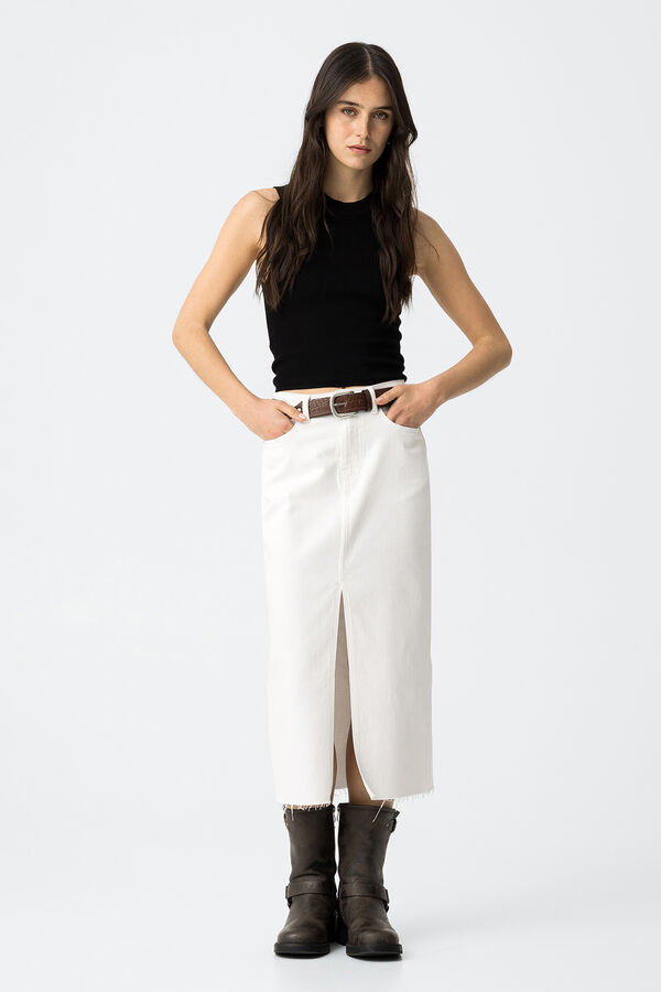 Tiffosi Falda Midi con Abertura Delantera blanco