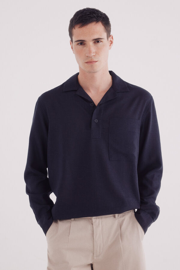 Springfield Camisa polo de linho viscose azul