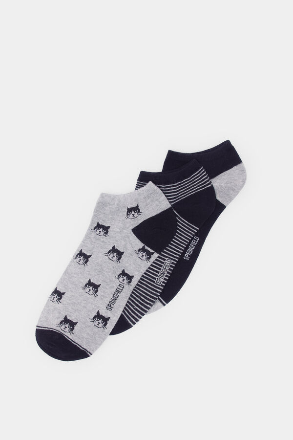 Springfield Pacote com 3 meias de gato preto