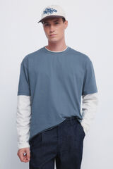 Springfield T-shirt manga manga dupla azul