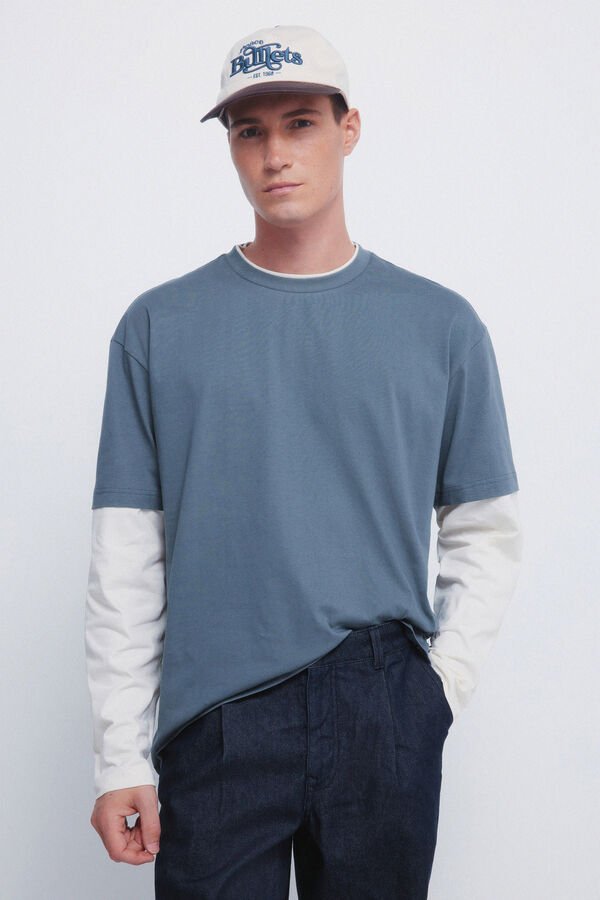 Springfield T-shirt manga manga dupla azul