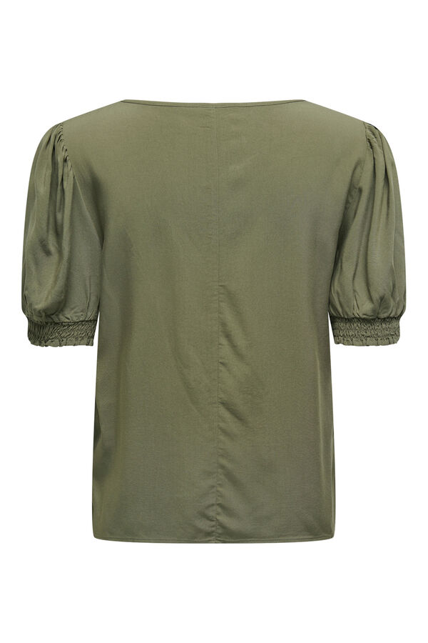 Only Top com gola em bico Caqui escuro