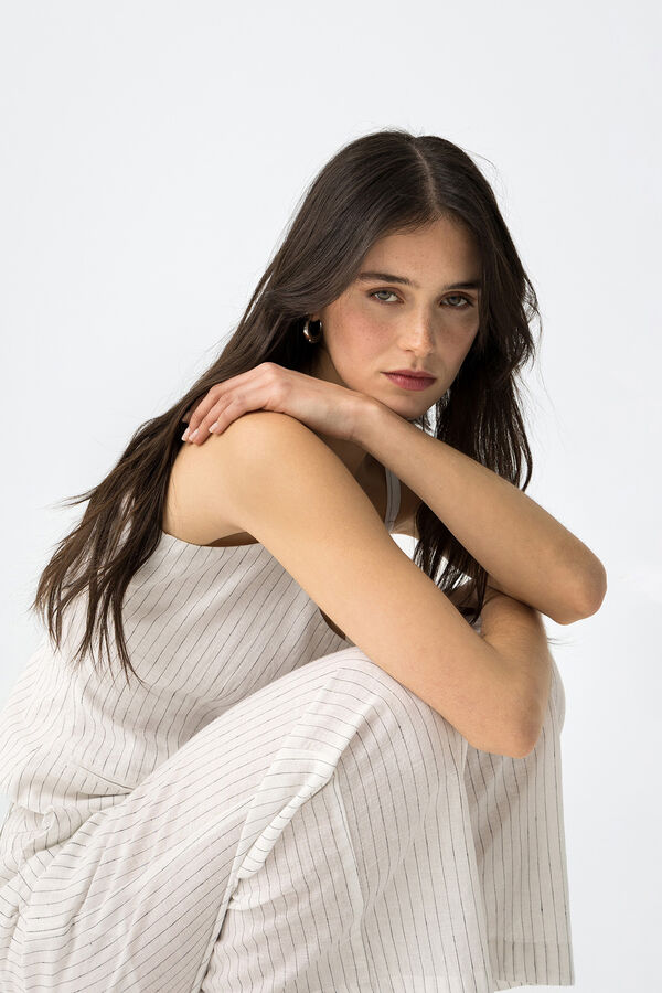 Tiffosi Calças de riscas com cinto branco