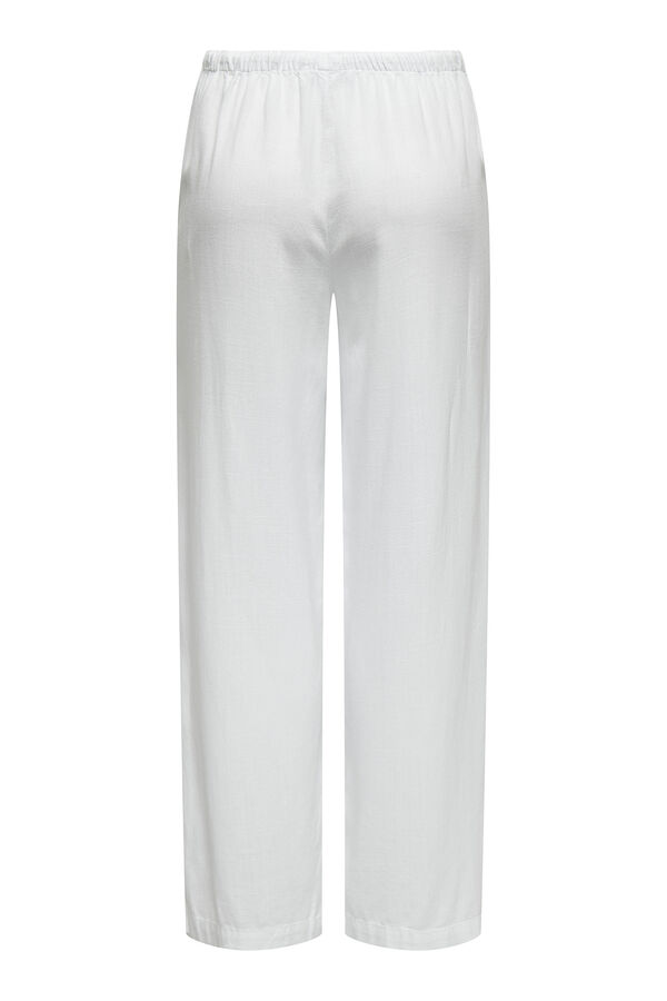 JDY Calças compridas de linho branco