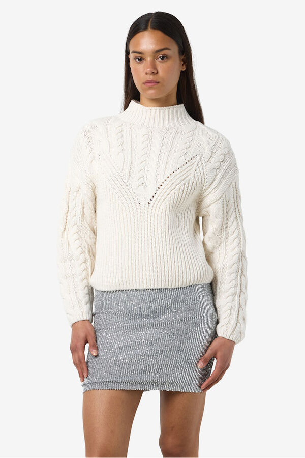 Noisy May Su&eacute;ter Perkins com mangas tran&ccedil;adas branco