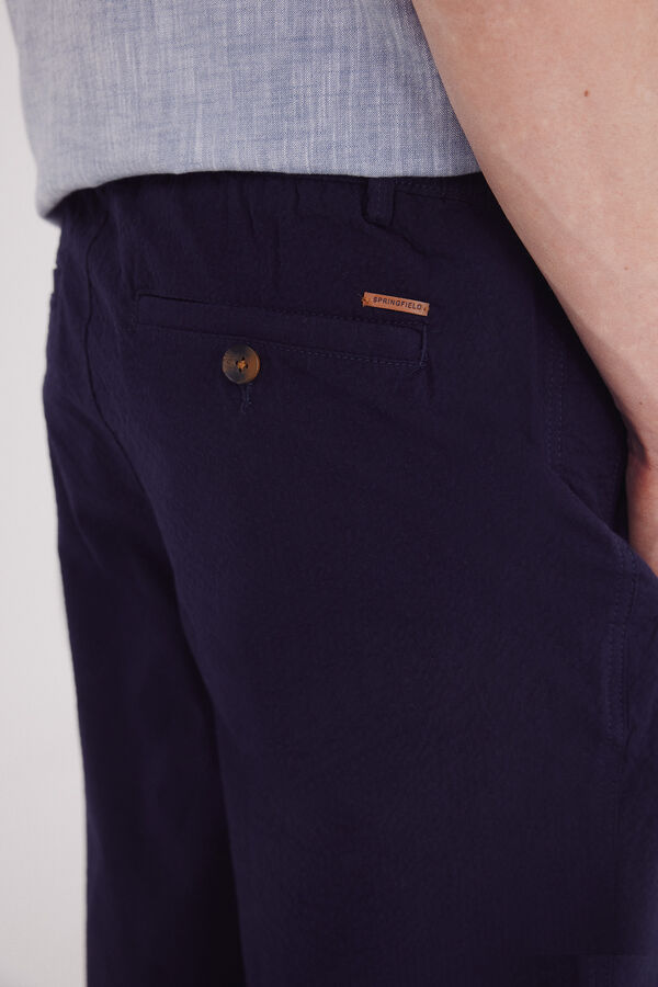 Springfield Calças largas de seersucker azul