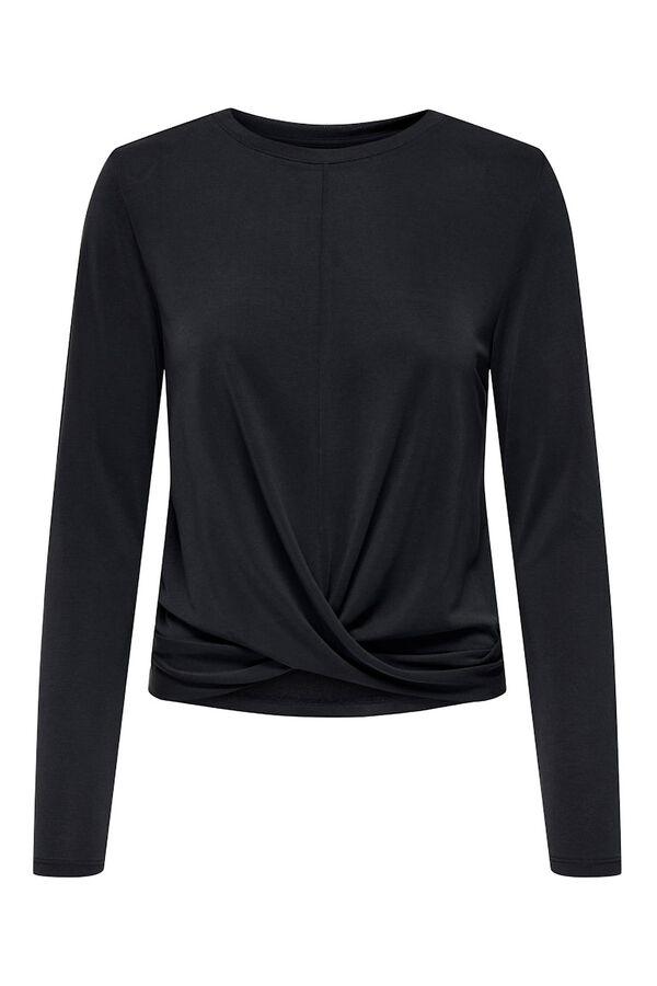 Only Top drapeado manga larga negro