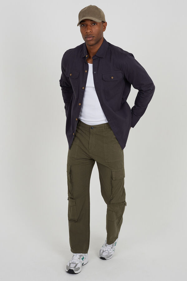 Brave Soul Camisa manga comprida com bolsos azul