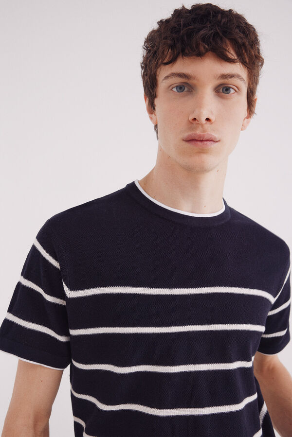 Springfield Jersey riscas manga curta azul