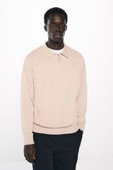 Springfield Jersey cuello polo cremallera beige