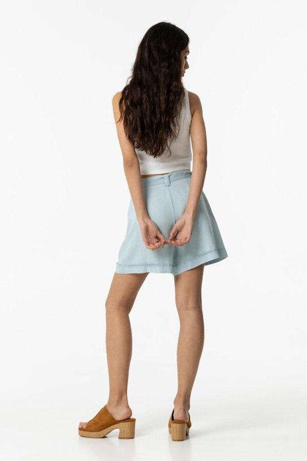 Tiffosi Bermuda com cinto lyocell azul