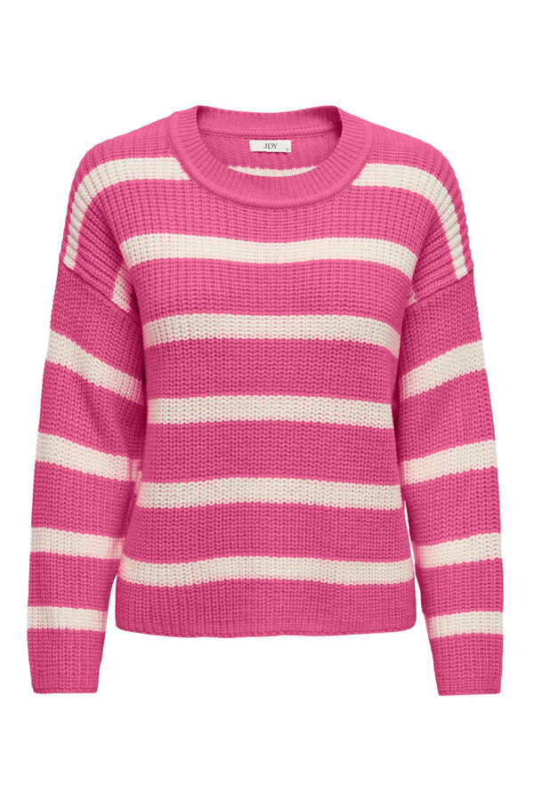JDY Camisola de malha &agrave;s riscas rosa