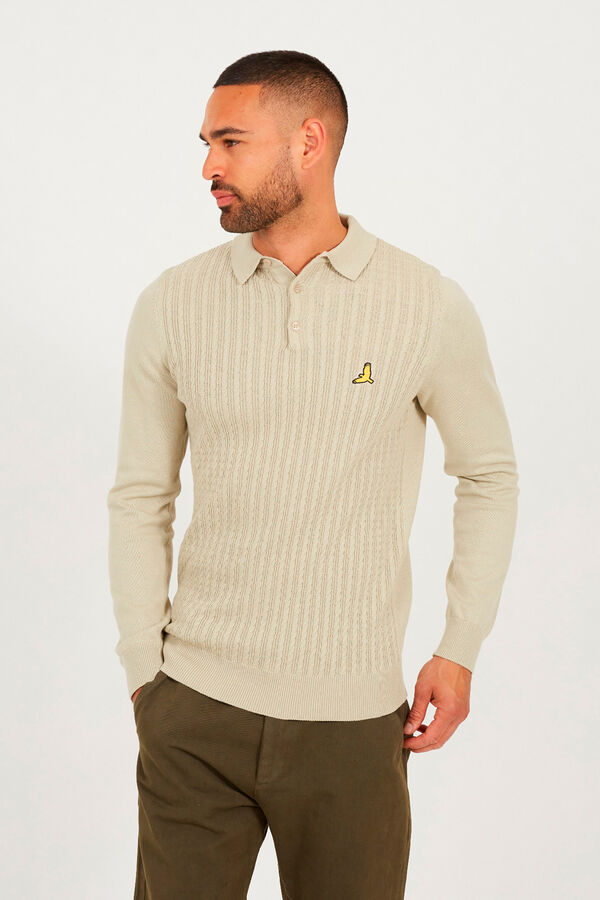 Brave Soul Jersey cuello polo marfil