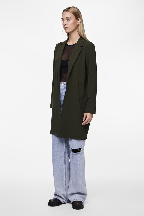 Pieces Casaco 3/4 com decote lapela e sem botões. verde