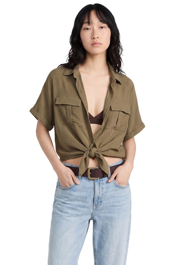 Koton Camisa de manga curta com la&ccedil;o estampado