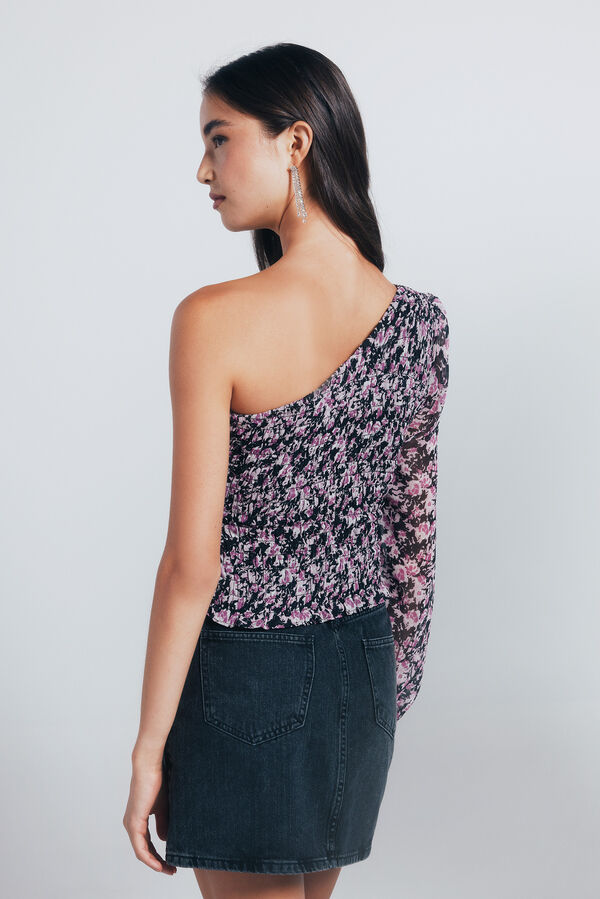 Springfield Blusa asim&eacute;trica smock negro