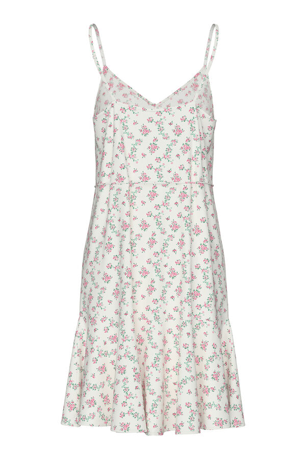 Pieces Vestido corto de tirantes fluido blanco