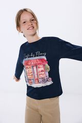 Springfield Kids Camiseta feminina Caf&eacute; Paris azul