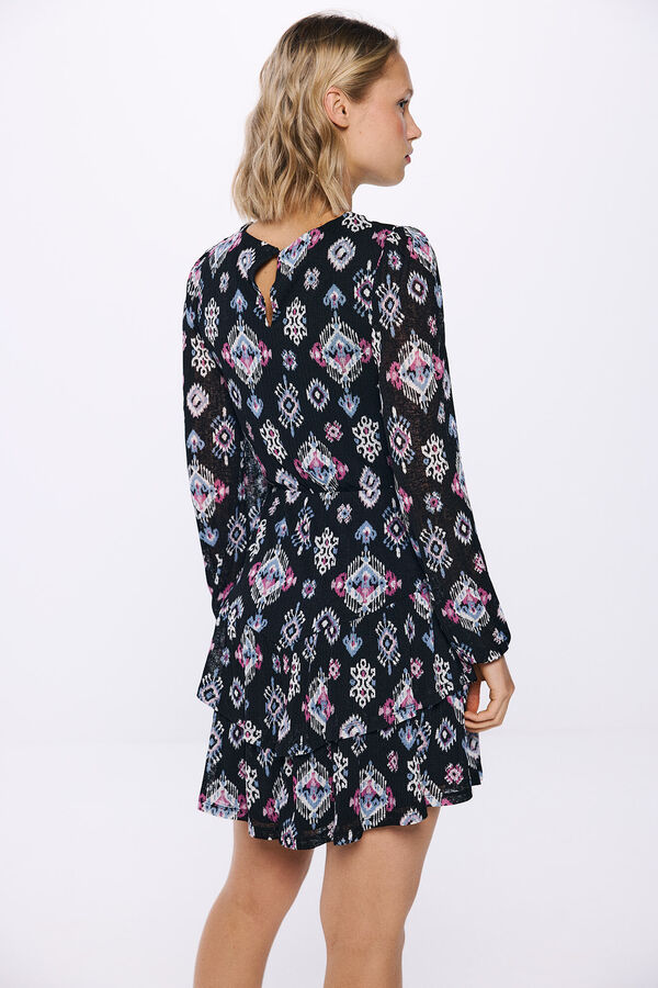 Springfield Vestido corto estampado &eacute;tnico negro