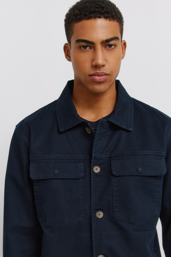 Springfield Sobrecamisa overshirt fit em algod&atilde;o azul