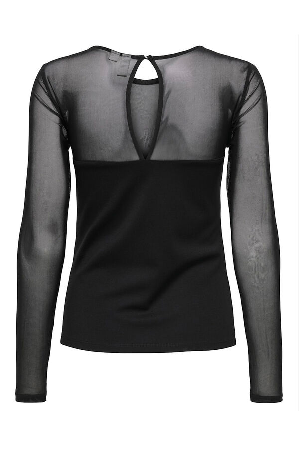 Only Top ajustado semitransparente negro