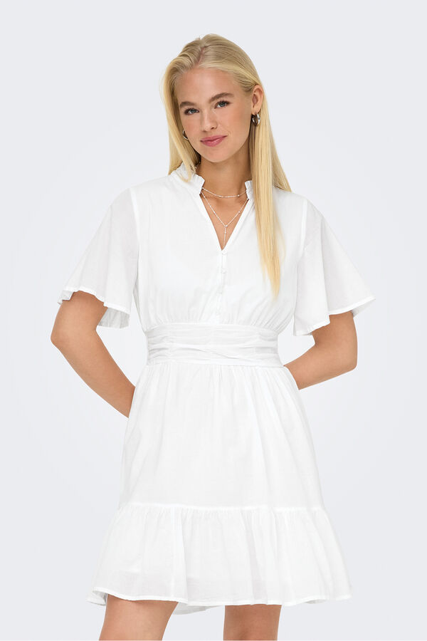 Only Vestido curto com folhos branco