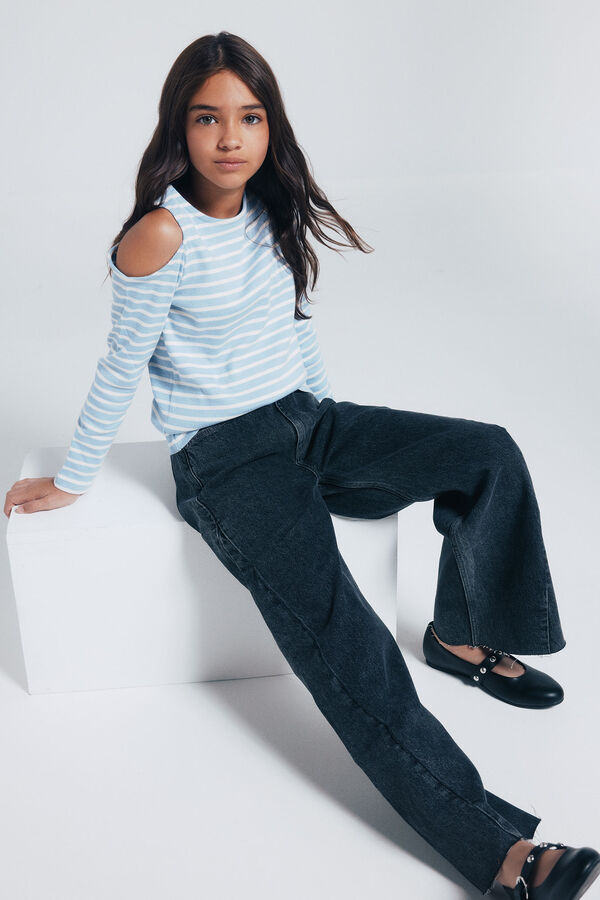 Springfield Kids Camiseta rib hombros descubiertos ni&ntilde;a azul