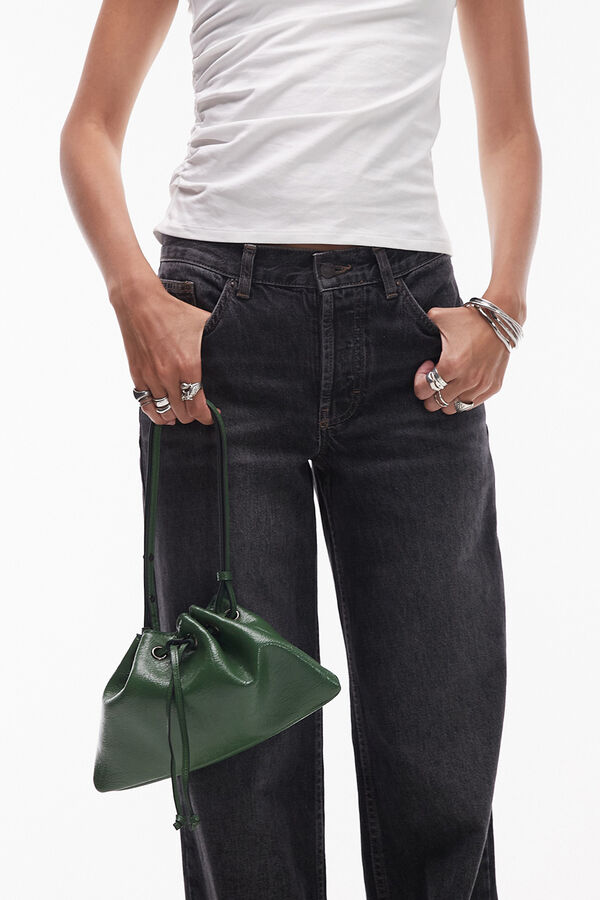 Topshop Bolso de hombro con cierre ajustable mediante cord&oacute;n verde