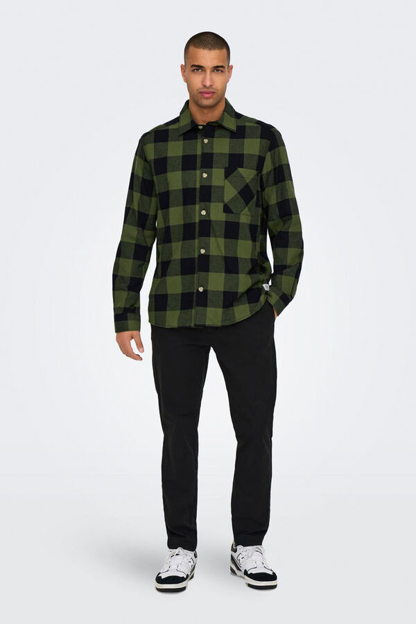 Only & Sons Camisa de cuadros regular fit verde