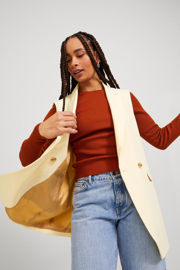 Jack & Jones Chaleco largo tejido tayloring beige