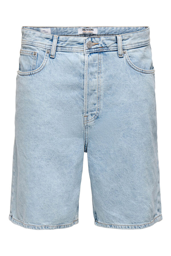 Only & Sons Shorts denim masculinos com modelagem solta azul
