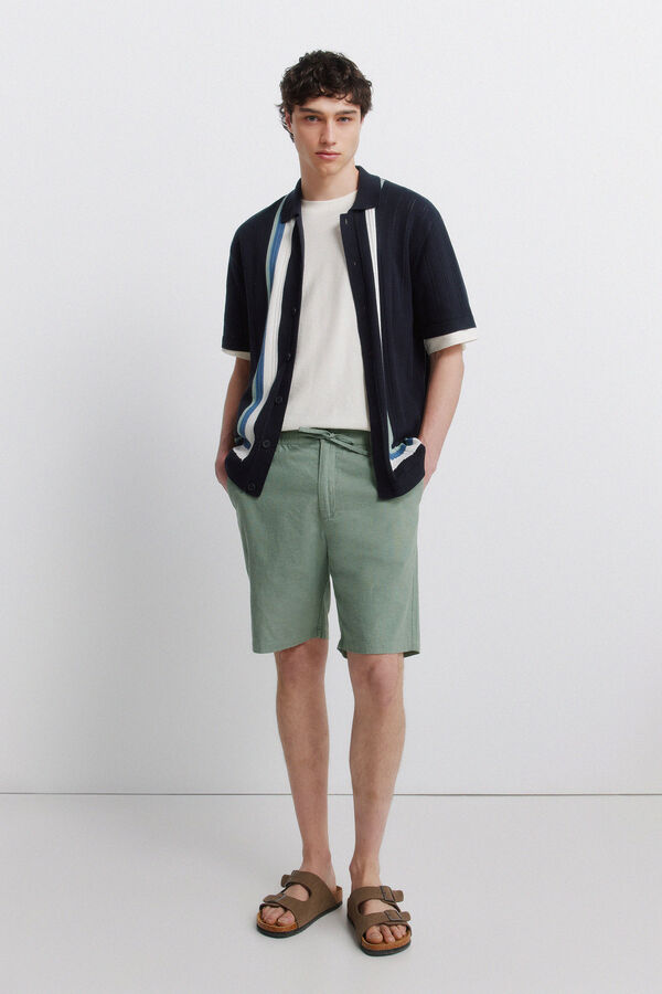 Springfield Bermuda lino comfort slim fit verde