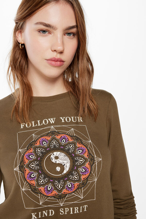 Springfield Sudadera "Follow your kind spirit" kaki