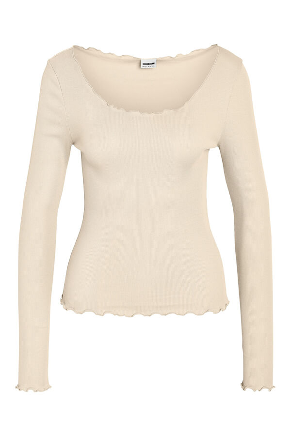 Noisy May Top de algod&oacute;n manga larga blanco