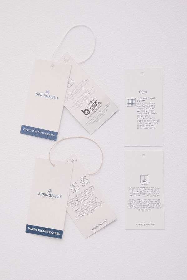 Springfield Bermuda jeans em malha denim slim fit média azul