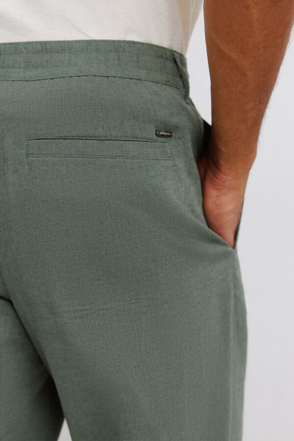 Springfield Pantal&oacute;n lino straight fit kaki