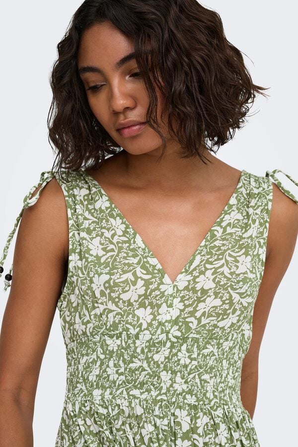 Only Vestido curto estampado floral verde