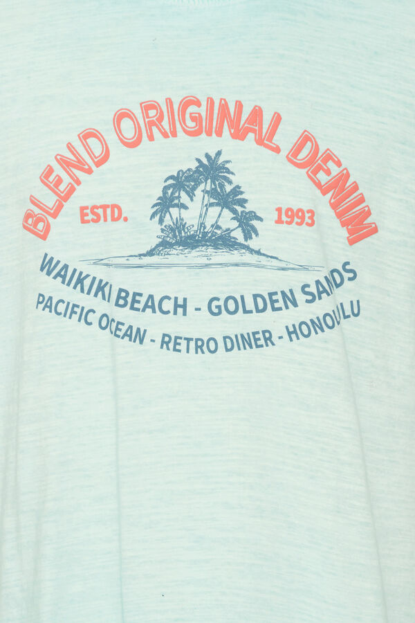 Blend Camiseta Manga Corta Print Logo turquesa