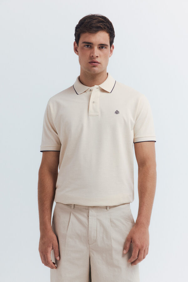 Springfield Polo piqu&eacute; fantas&iacute;a cuello tipping regular fit beige