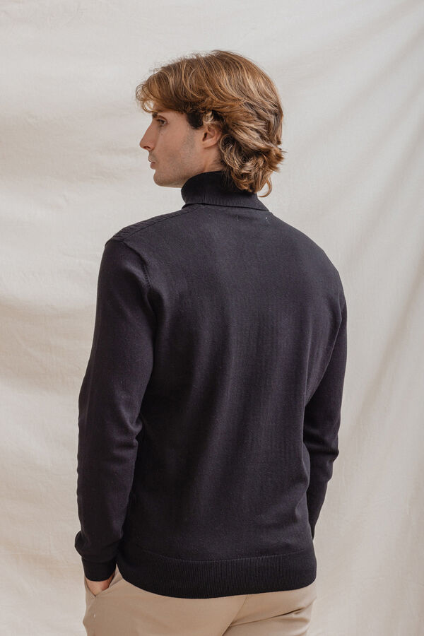 Celopman Jersey Nudos Cuello Vuelto negro