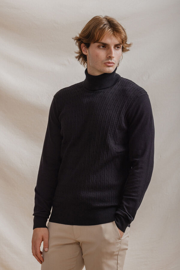 Celopman Jersey Nudos Cuello Vuelto negro