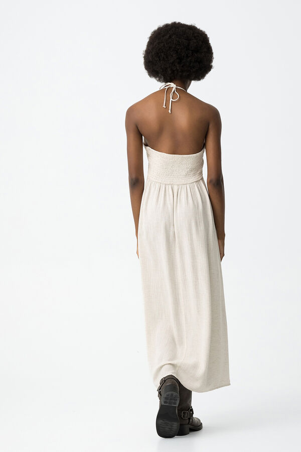 Tiffosi Vestido halter com linho cru