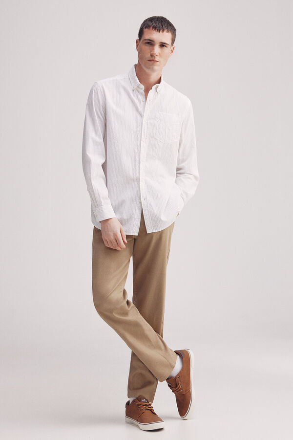 Springfield Camisa seersucker riscas azul