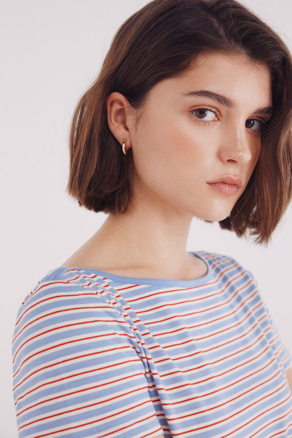 Springfield Camiseta gola canoa semi-ajustada azul