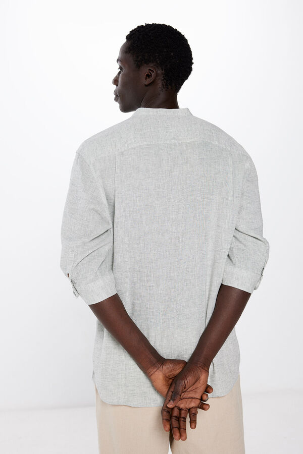 Springfield Camisa ligera estructura manga 3/4 con lino verde