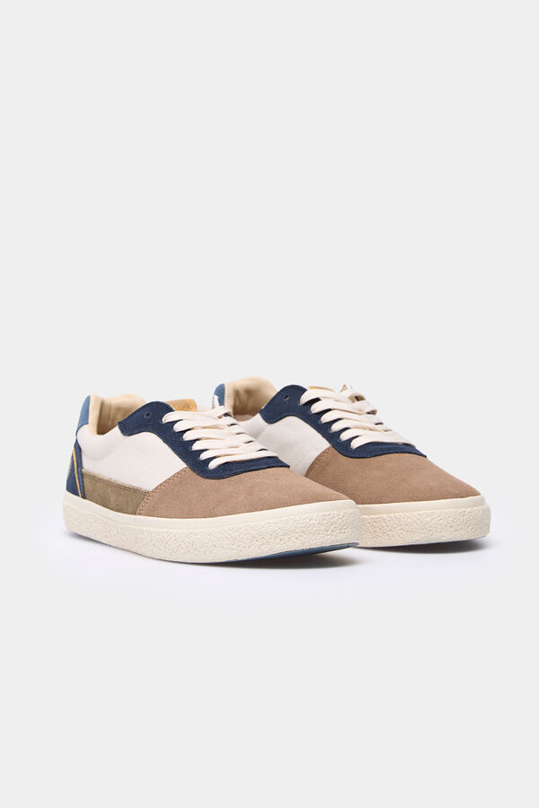 Springfield Zapatilla piel multicolor marr&oacute;n