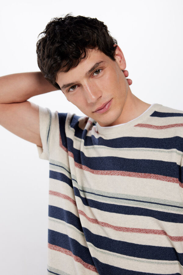 Springfield Camisola manga curtas riscas cinzento